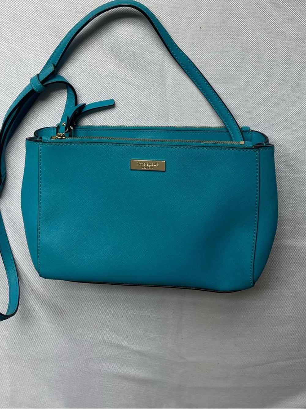 kate spade Teal Saffiano Leather Shoulder Bag with Gold Hardware